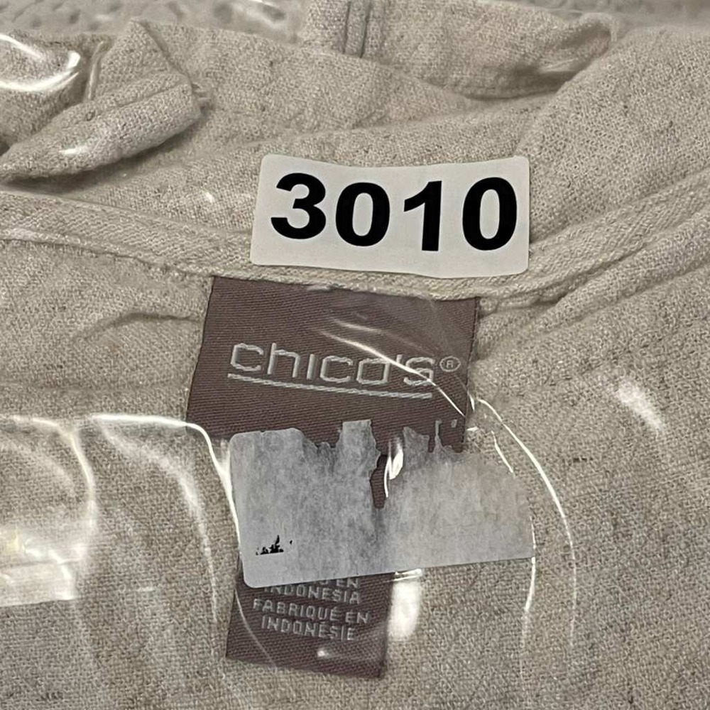 Chicos 2 Piece Linen Blend Set Oatmeal Beige Boxy Top Straight Leg Pants Size 1 - Picture 16 of 16